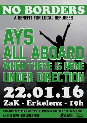Flüchtlingshilfe: Benefiz-Konzert mit Ays und All Aboard!