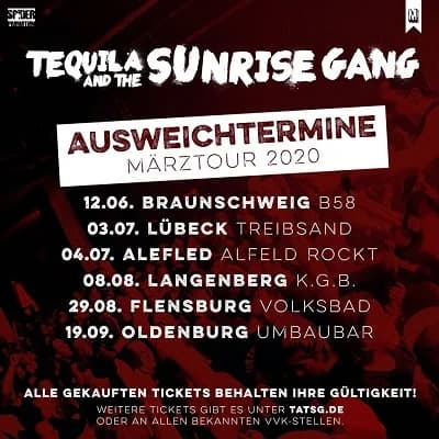 Tequila and the Sunrise Gang: Ausweichtermine für die März-Tour