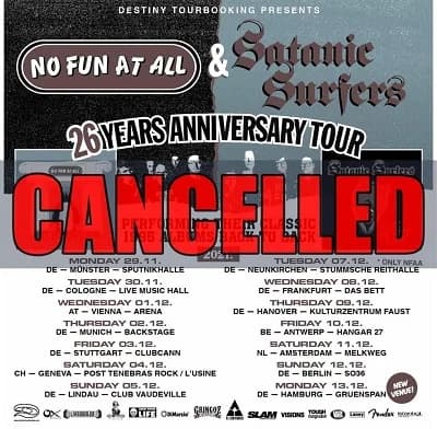 No Fun At All & Satanic Surfers: Gemeinsame Tour ersatzlos abgesagt
